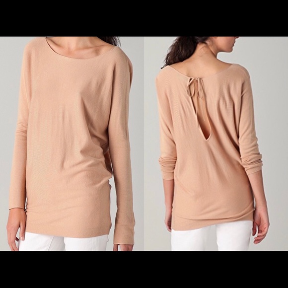 Vince Slit Back Cashmere Blend Tunic Sweater Top Tan Camel Toast Size Small - Picture 3 of 13